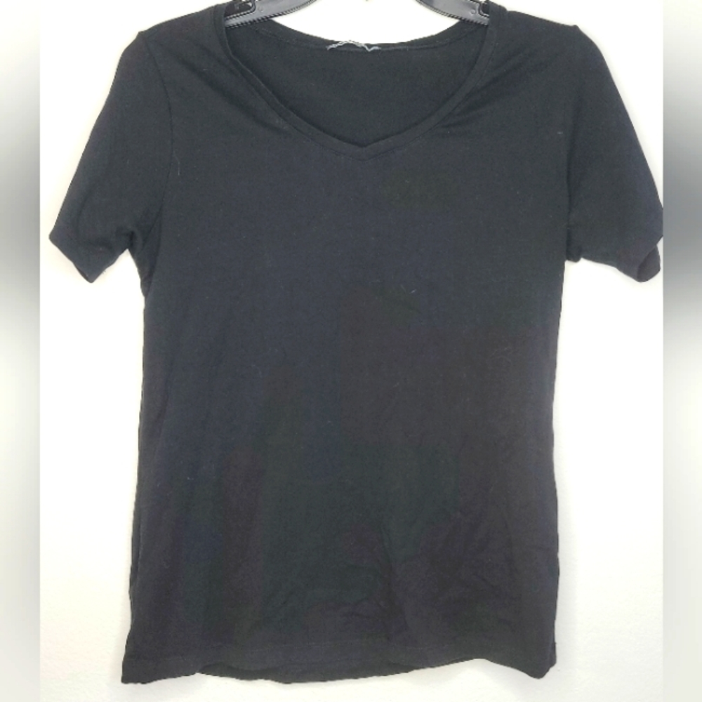 LC Waikiki Large Stretchy Thick Cotton L Black Tshirt Short Sleeve